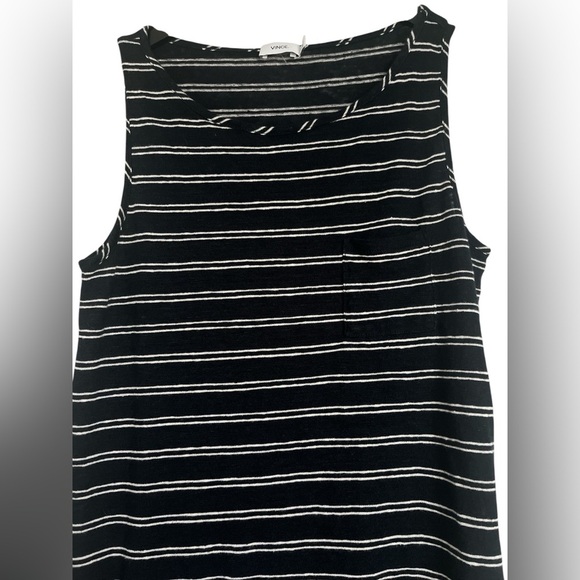 Vince Ladies Black and White Stripe Linen Midi Dress Size Medium - Picture 2 of 7
